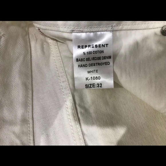 Represent Clo. Hand Destroyed White Denim Jean - Picture 5 of 5